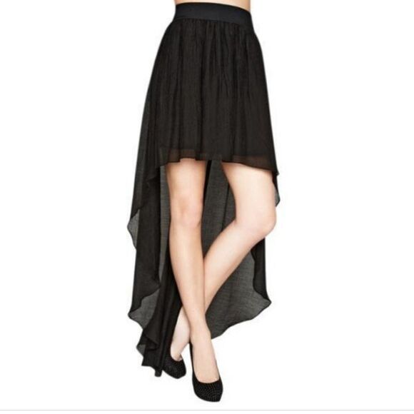 NO BOUNDARIES DOUBLE LAYER IRREGULAR HIGH LOW ELASTIC WAISTBAND CHIFFON SKIRT - Picture 1 of 16
